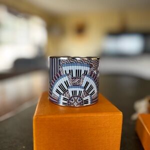 Hermes Purple & Blue Manchette Piano Mega Wide Enamel Bangle Bracelet SZ 7"